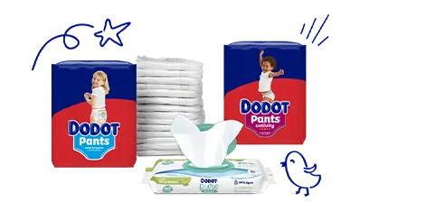 Catálogo de productos Dodot: pañales, pants y toallitas.