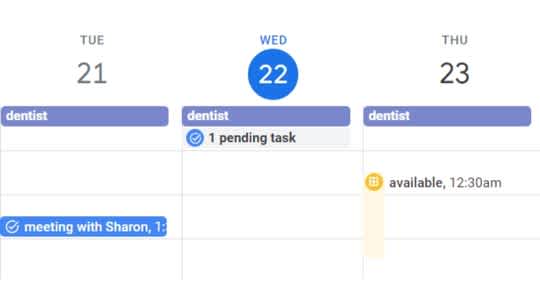 Different types of events in Google Calendar