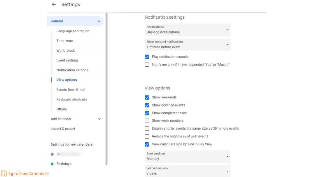 manage notifications for an entire google calendar