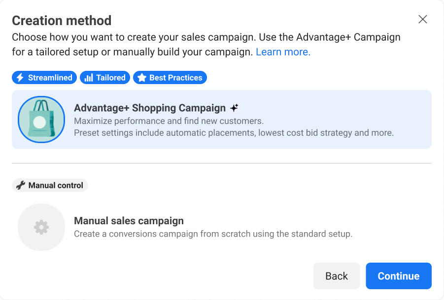 Meta Advantage+ shopping campaigns