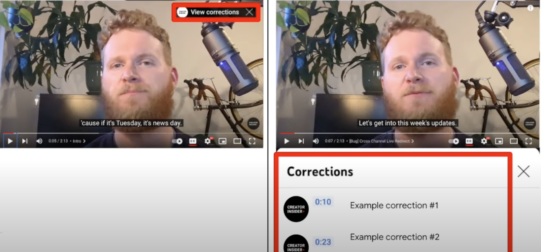 YouTube Corrections