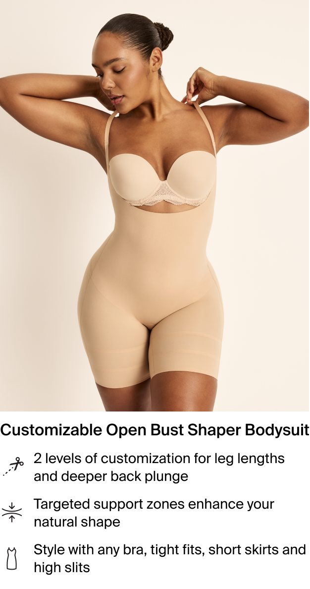 Customizable Open Bust Shaper Bodysuit