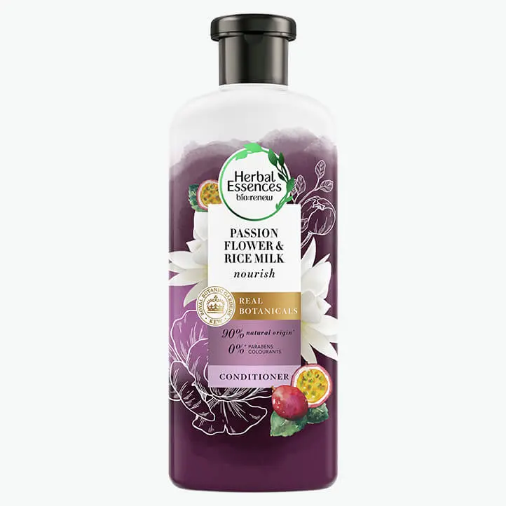 Herbal Essences passion flower & rice milk conditioner bottle