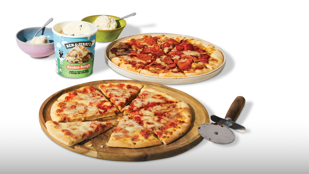 Pizza and ice cream