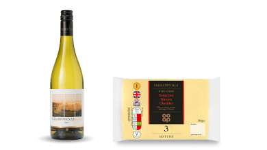 Co-op Irresistible Somerset Mature Cheddar and Co-op Irresistible Australian Chardonnay pairing