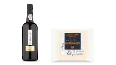 Co-op Irresistible Somerset Vintage Cheddar and Co-op 10 year old Tawny Port pairing