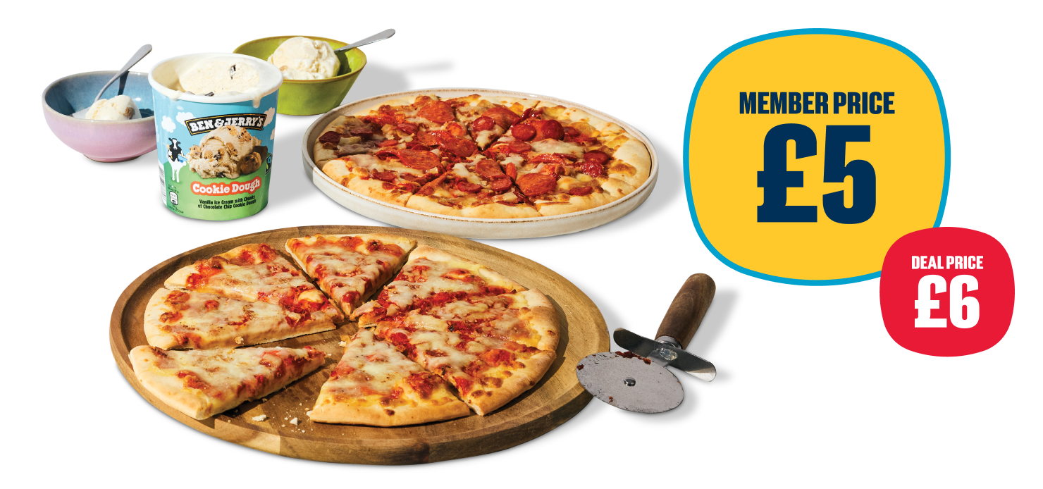 Co-op pizza and Ben & Jerry's ice cream