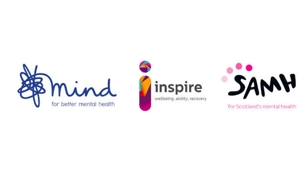 Mind, SAMH and Inspire logo set
