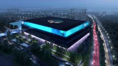 Outside view of how the Co-op Live Arena will look on completion. 