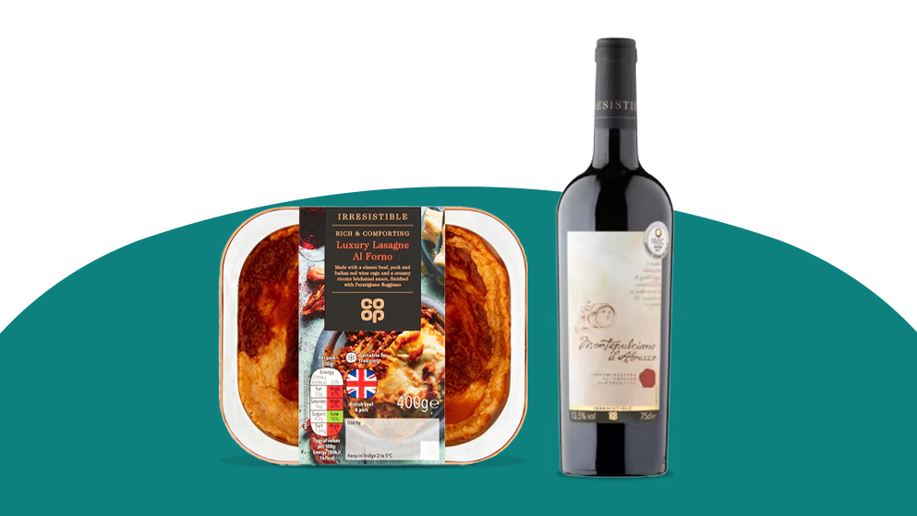 Co-op Irresistible Lasagne and Co-op Irresistible Montepulciano D'abruzzo