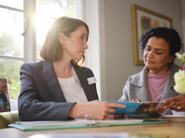 Woman arranging funeral