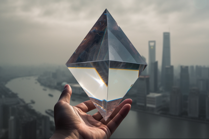 Mao segurando um cristal de ethereum