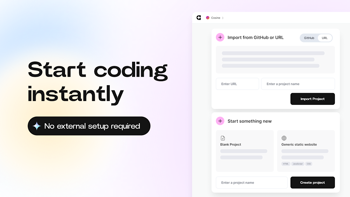 Start Coding Instantly: Blank Projects, GitHub Imports, and Any Git Repository cover image