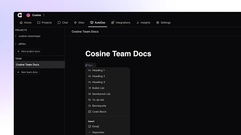 AutoDoc 2.0 - commands