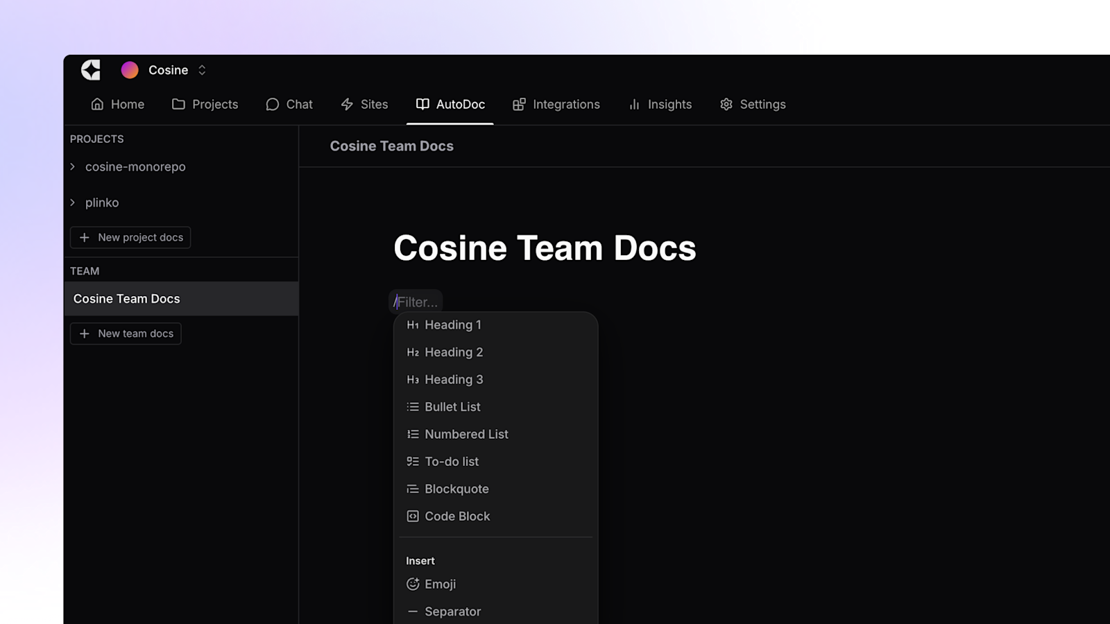 AutoDoc 2.0 - commands
