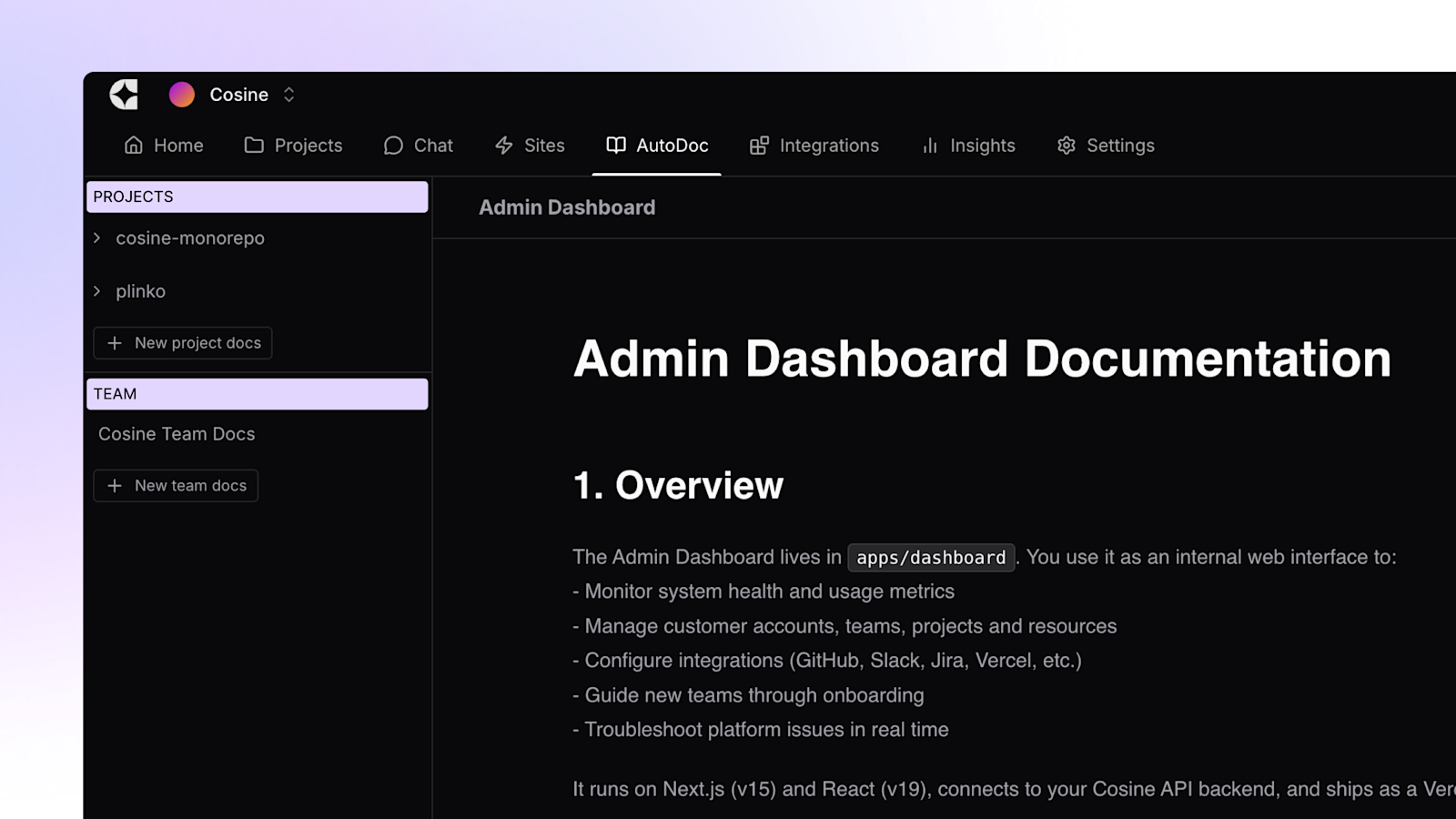 AutoDoc 2.0 - team & project