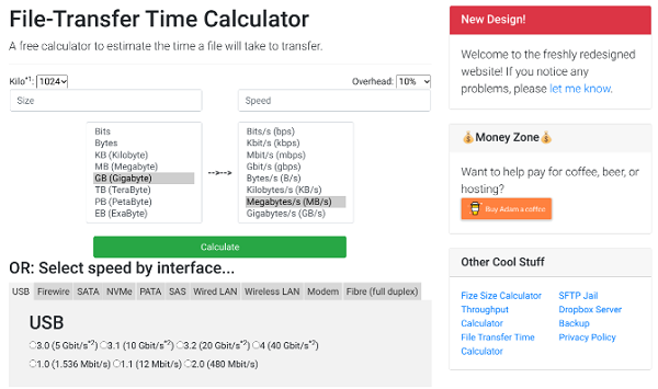 File-Transfer Time Calculator