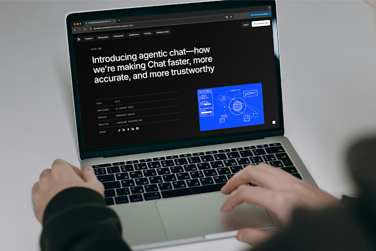 Terminal blue, like a command line for your eyes. Our engineering content speaks its own language: code, context, and clarity baked in.