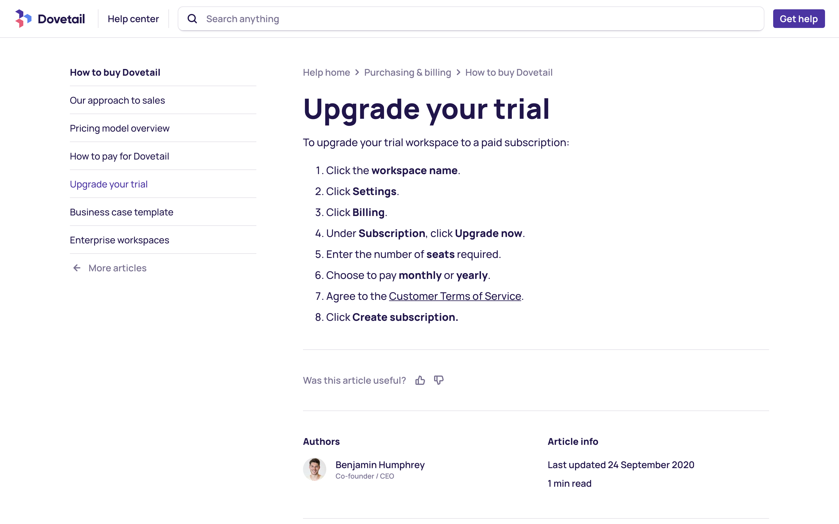 Give us feedback on an article by clicking the thumbs up or thumbs down button.