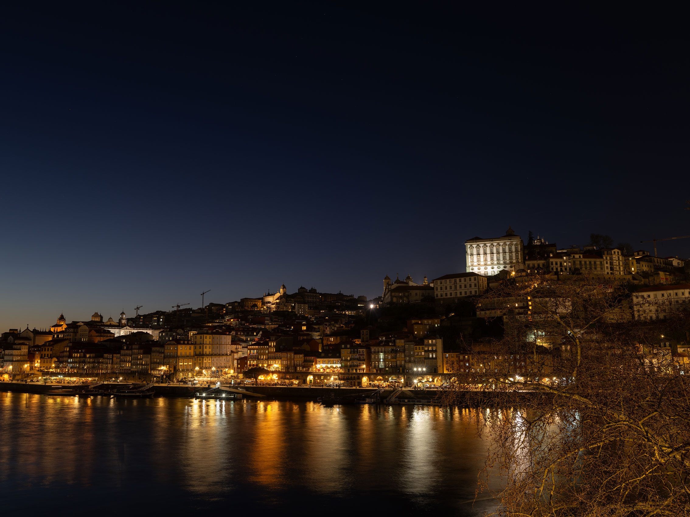 The city of Porto at night. Shot on the Fujifilm GFX100RF by Amy Moore.
