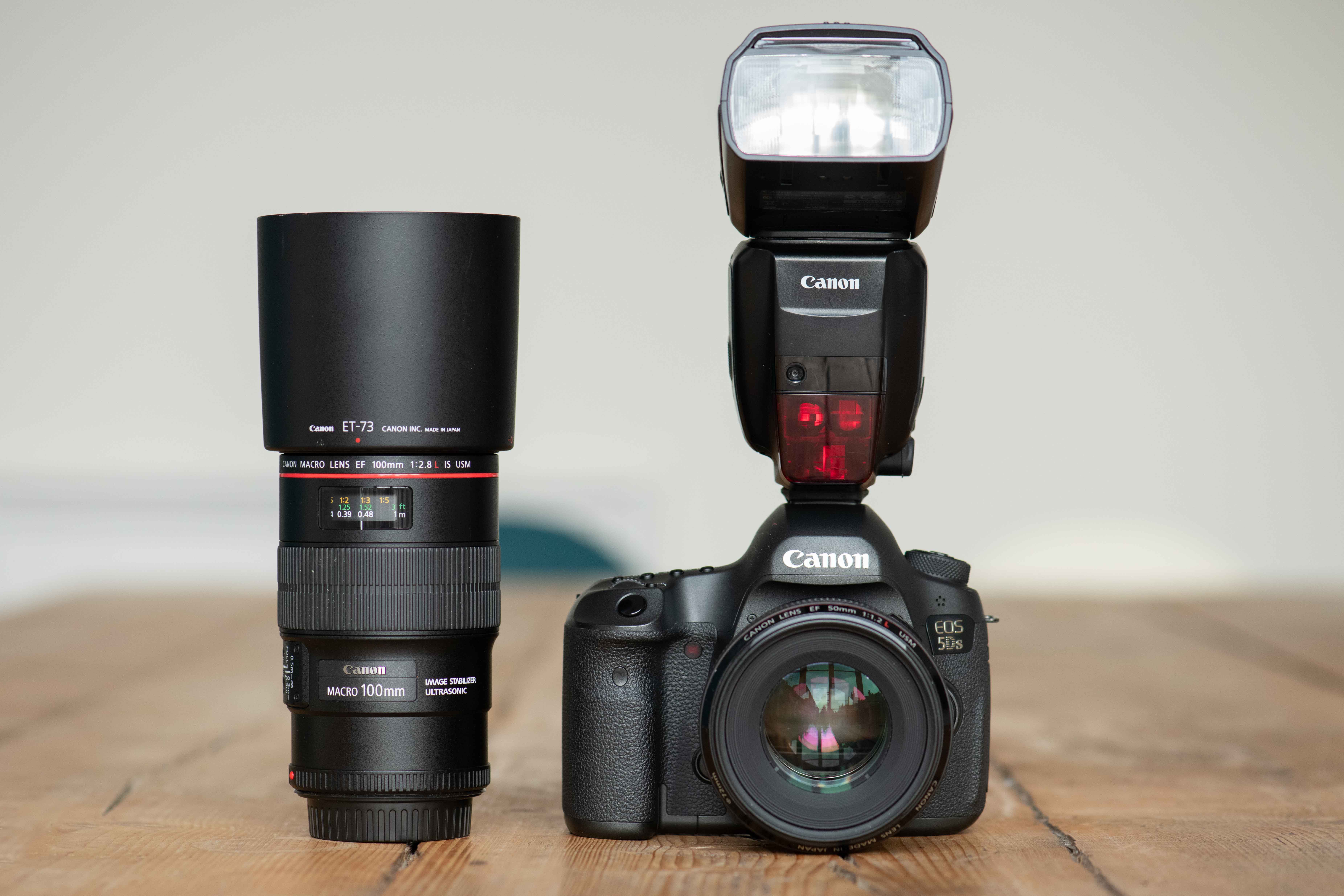 Canon EOS 5DS and Canon Speedlite 600EX-RT flash, with Canon EF 50mm f/1.2 L USM and Canon EF 100mm f/2.8L Macro IS USM lenses.