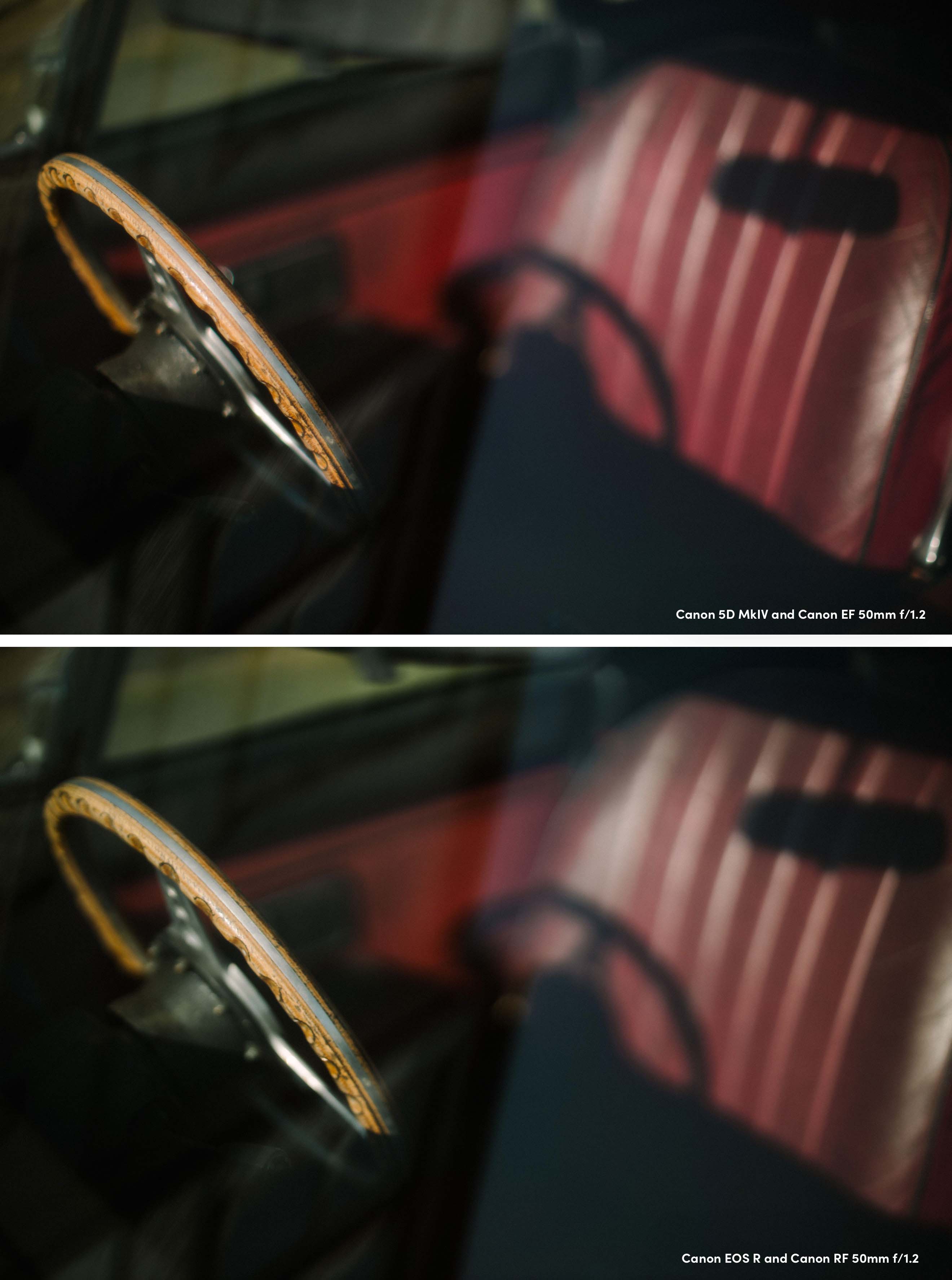 Comparison photo of an old car. 
