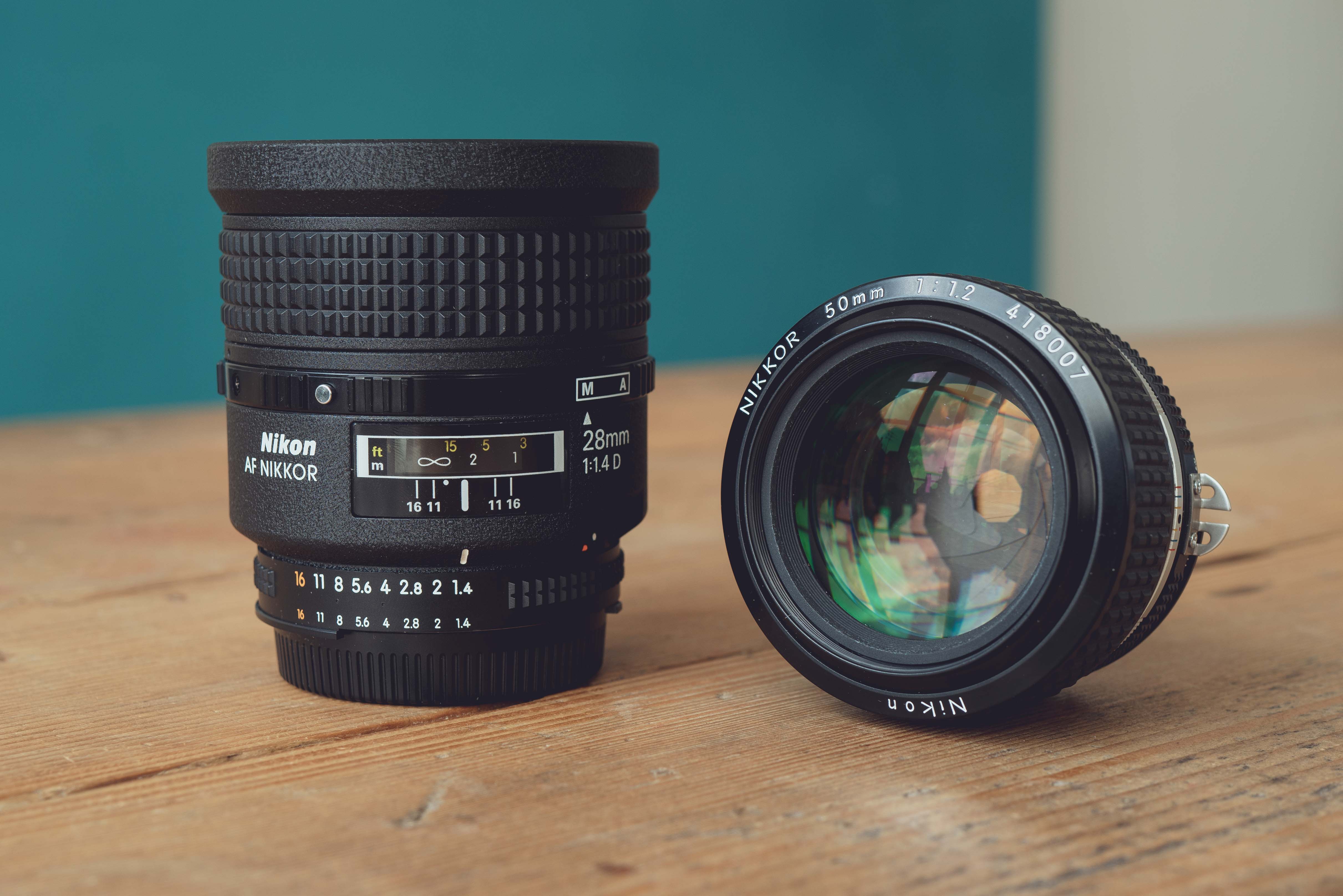 Two lenses sat on a table