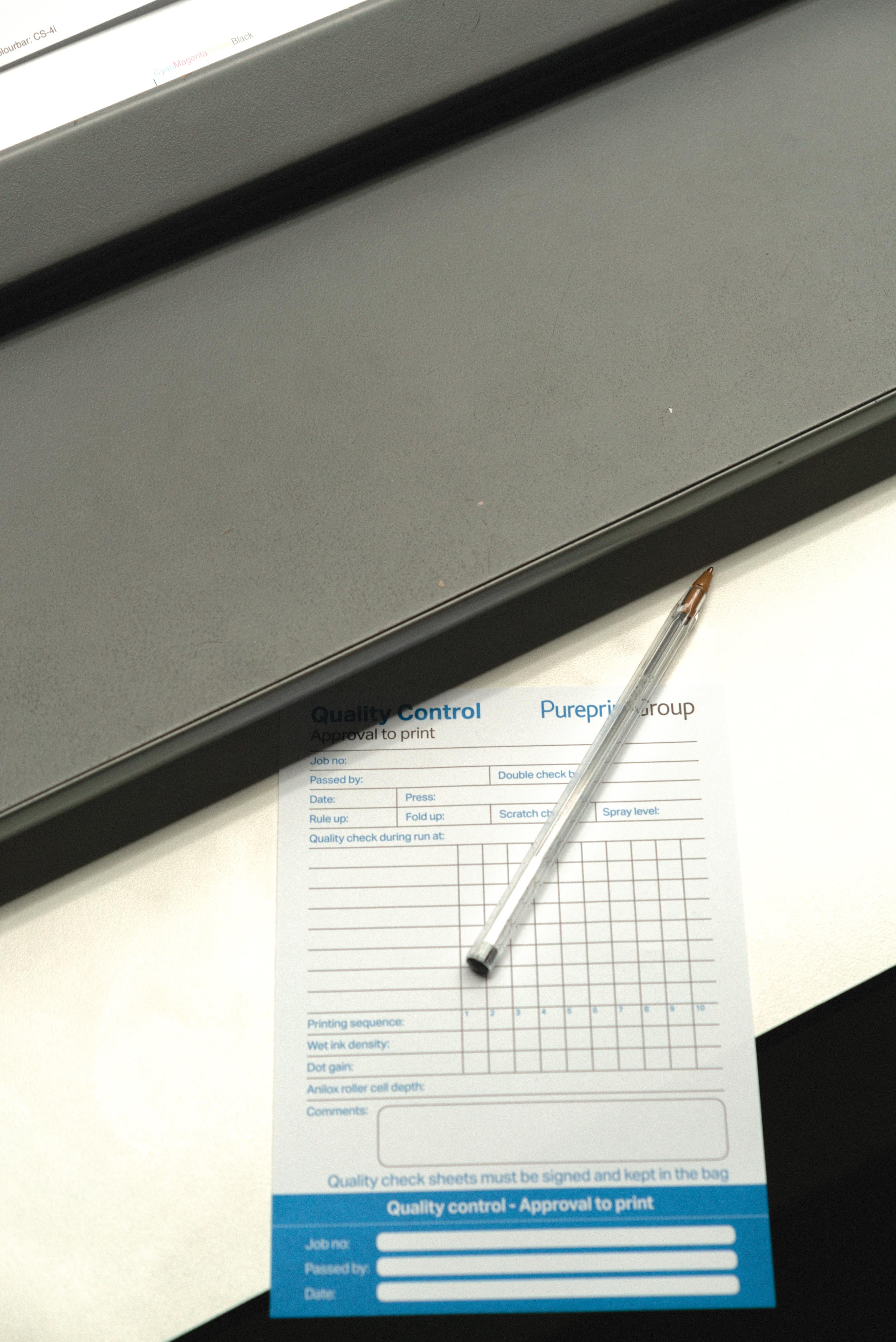 A sign off sheet