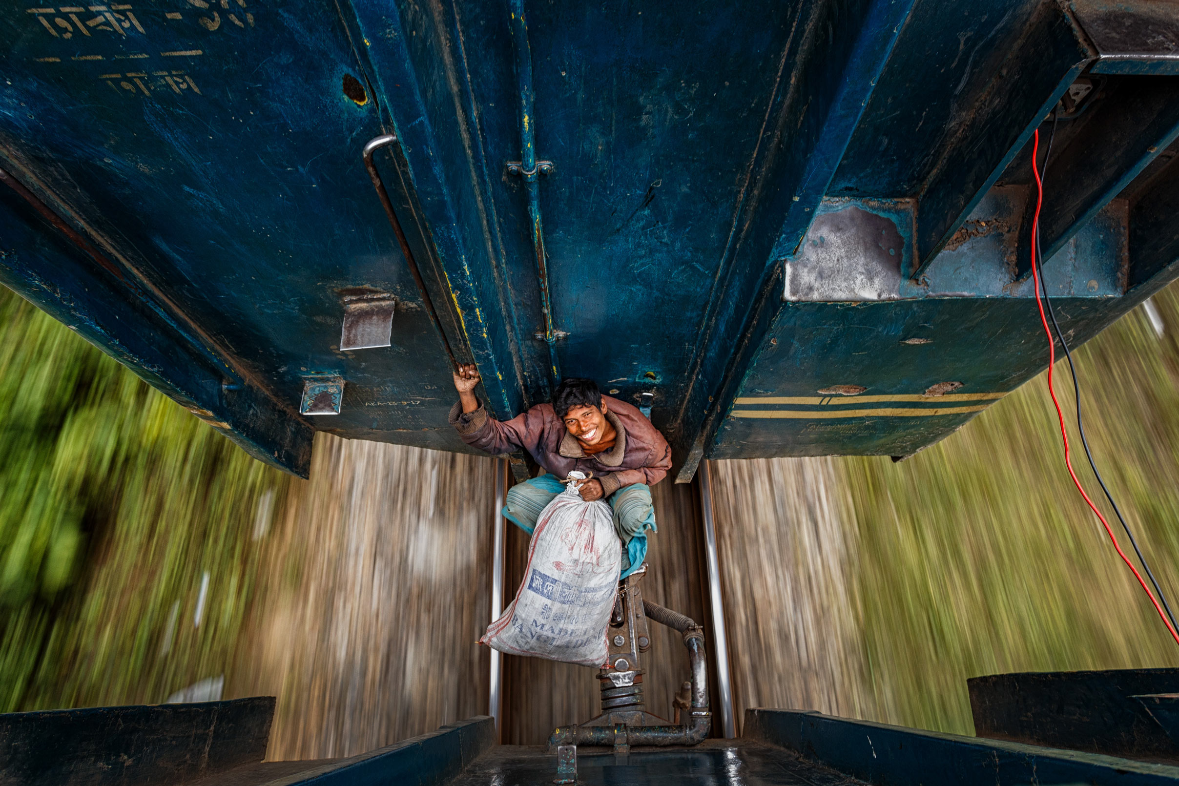 A man travelling by train