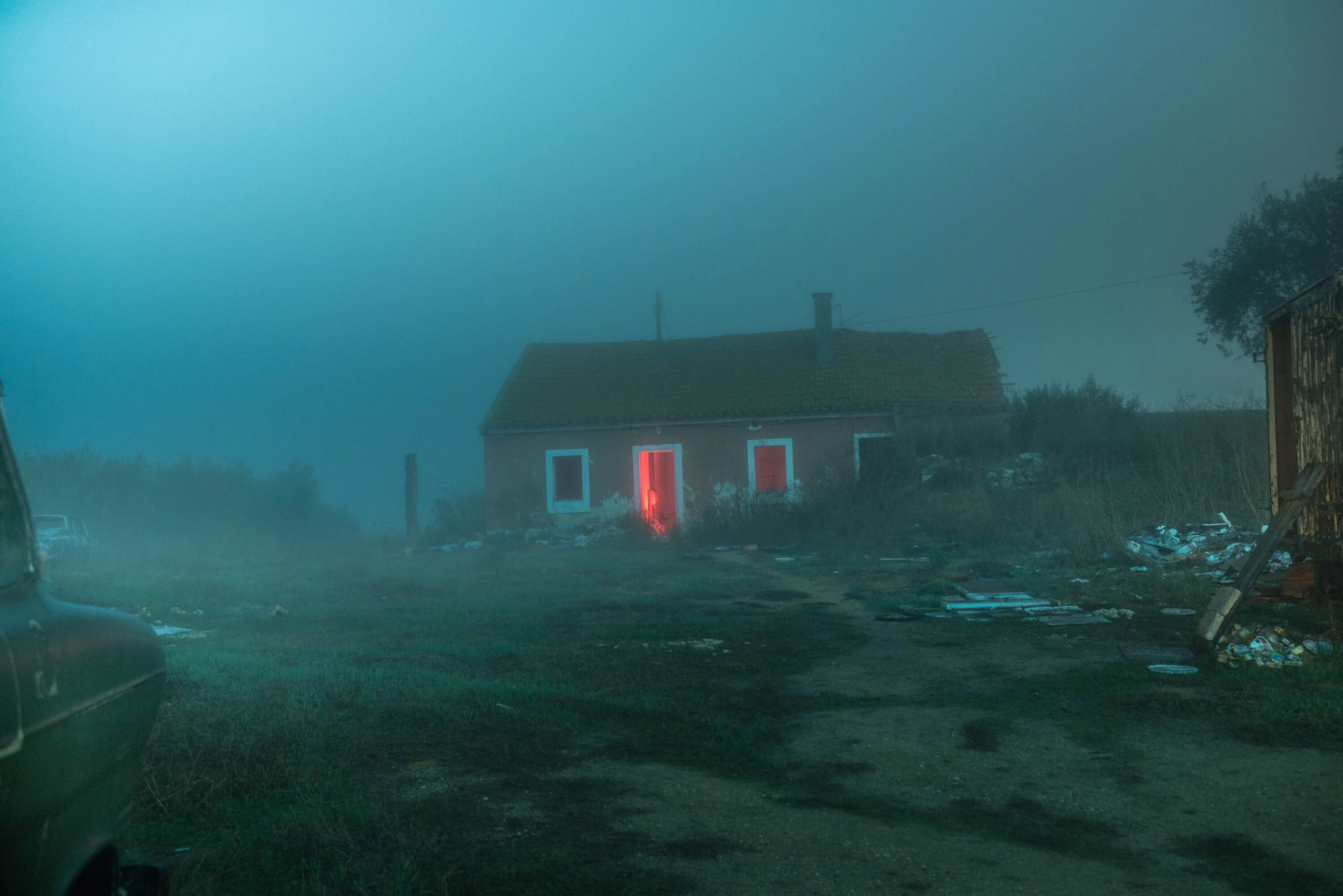 a house in fog