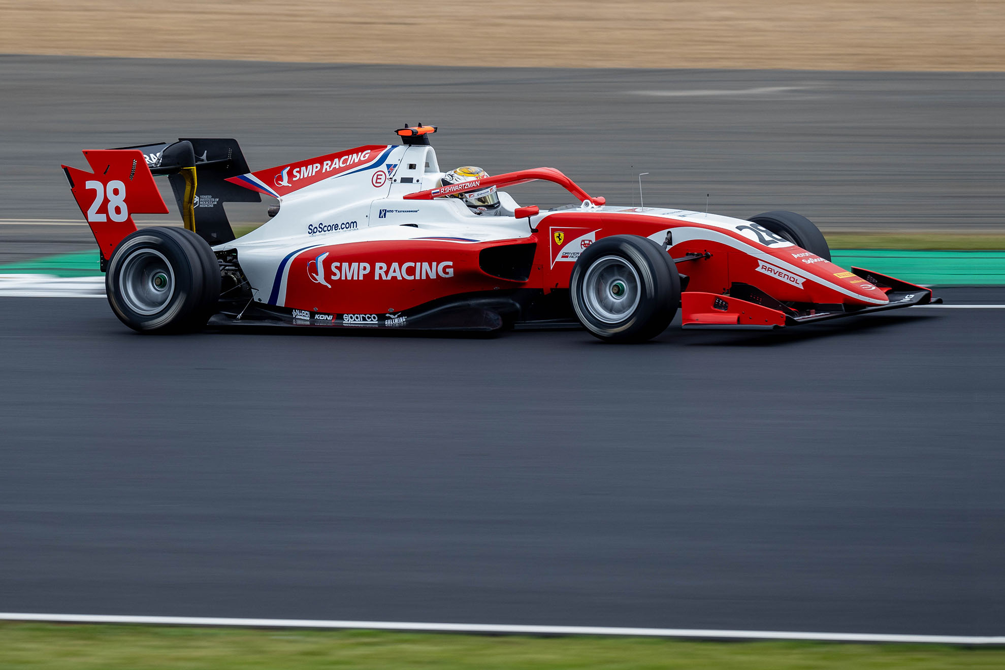 Red and White race car