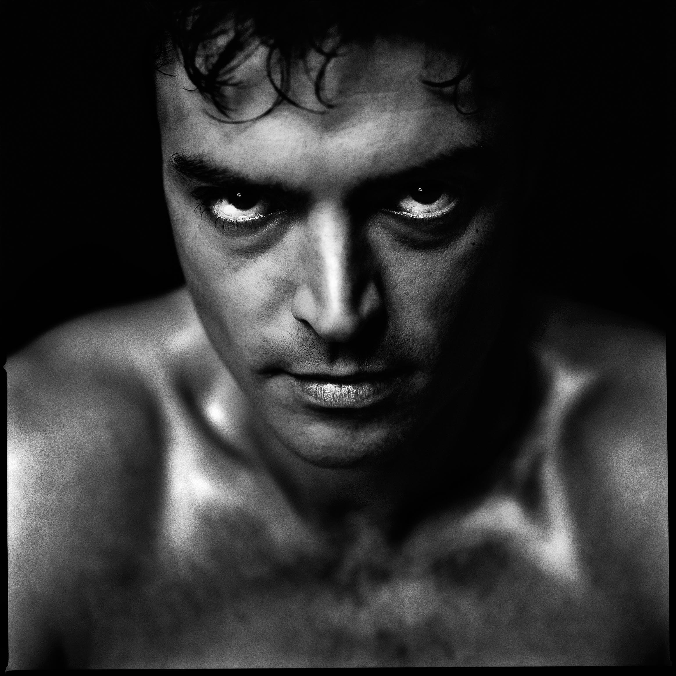 Intense black-and-white portrait