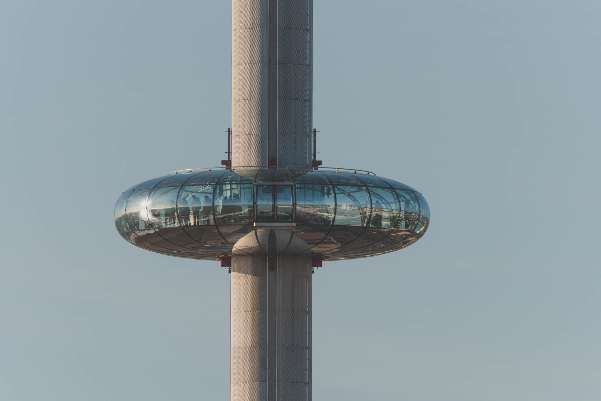 The i360 pod high above Brighton, photo by Marc Read with the Nikon Z7, Sigma 200-500mm f/2.8 EX APO DG and 2x EX APO teleconverter