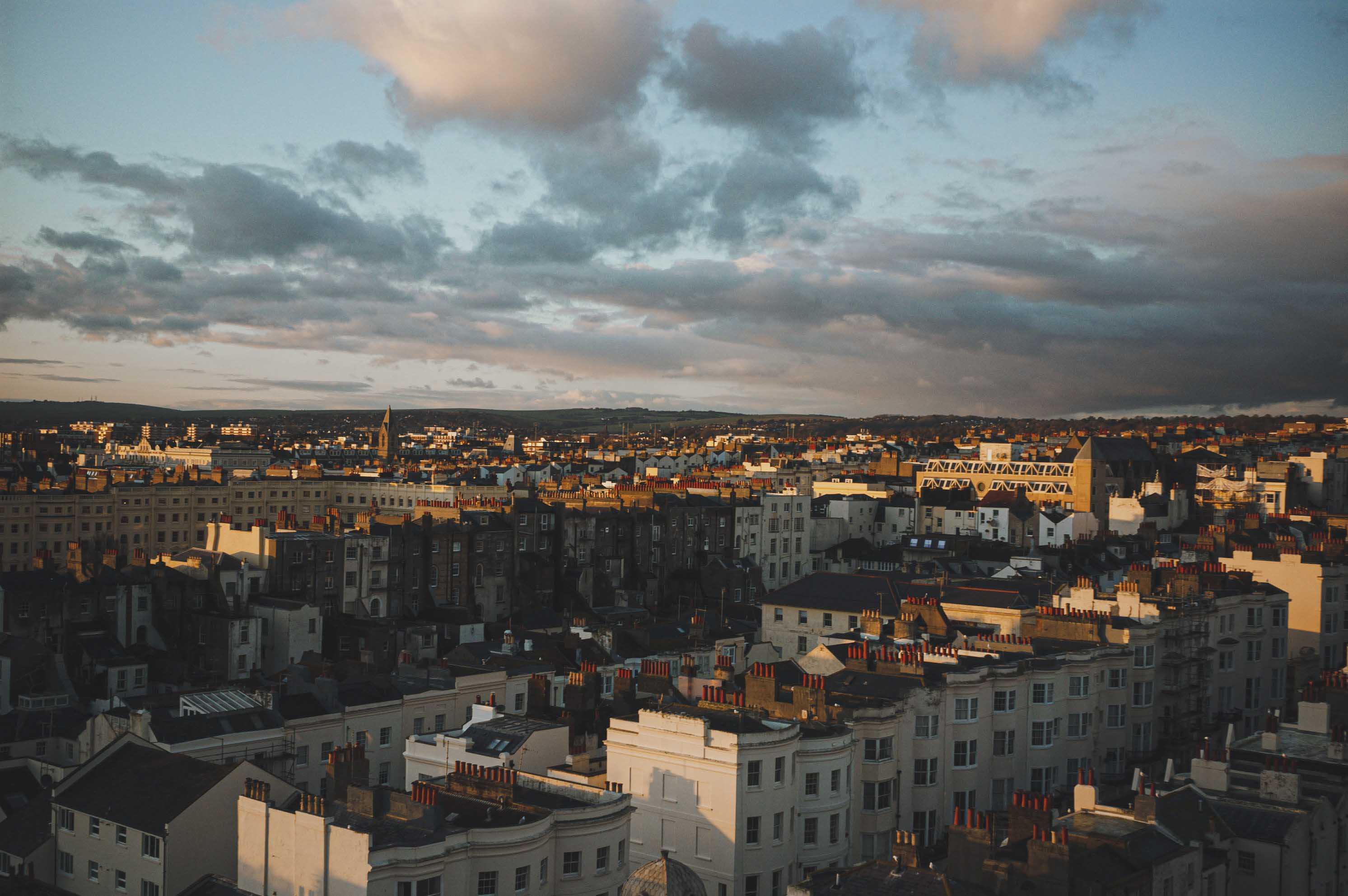 Brighton city at sunset