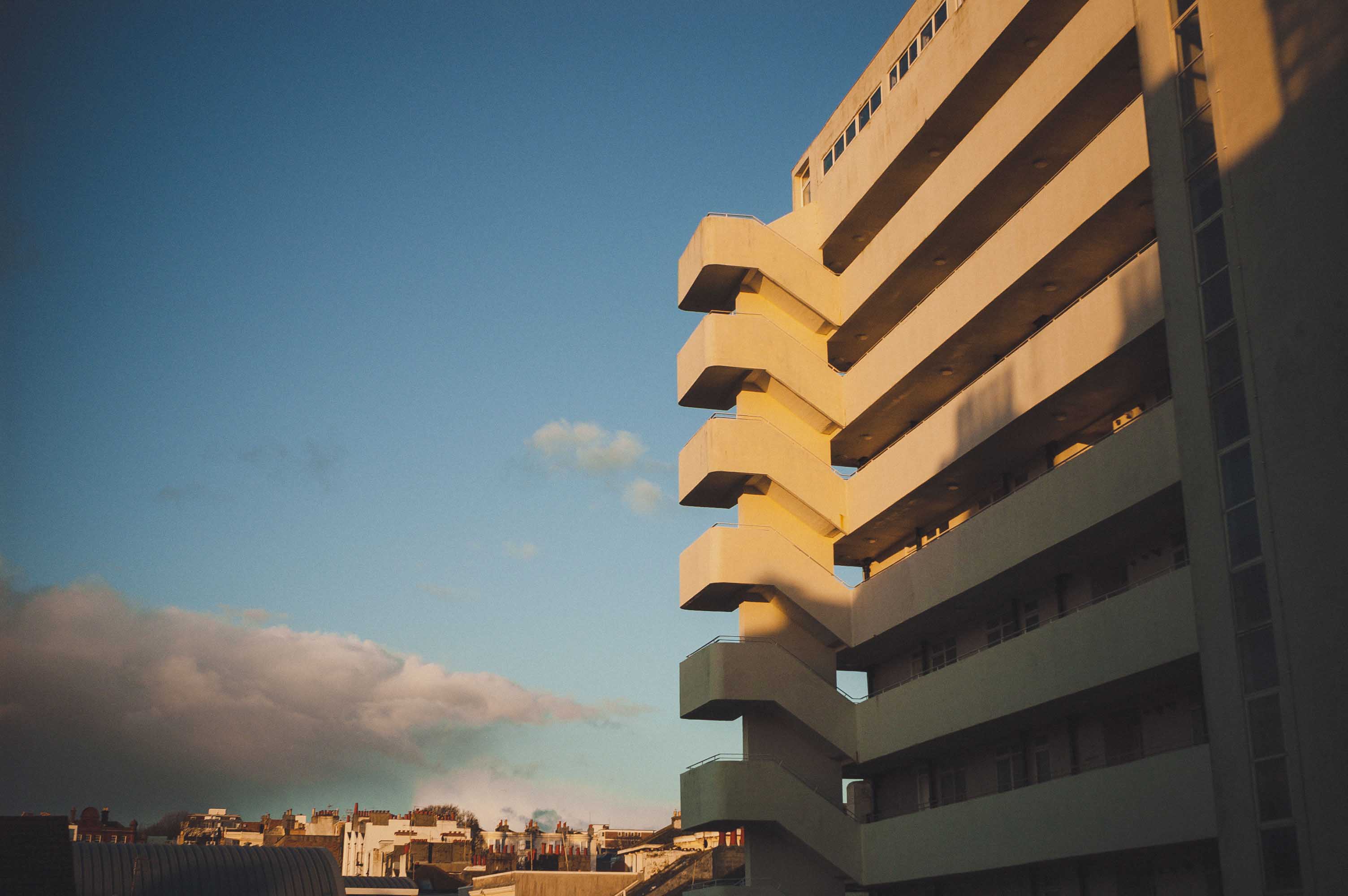 Car park at sunset, show with Epson R-D1.
