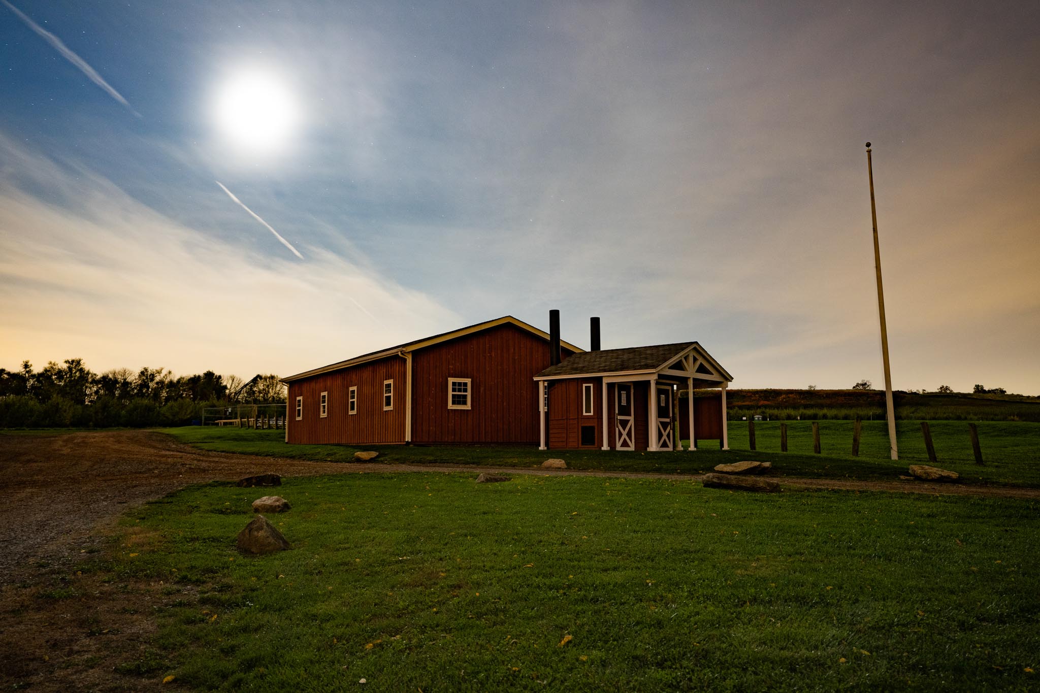 Night/Day image of a ranch house in America. Shot with Sony A7R IV.