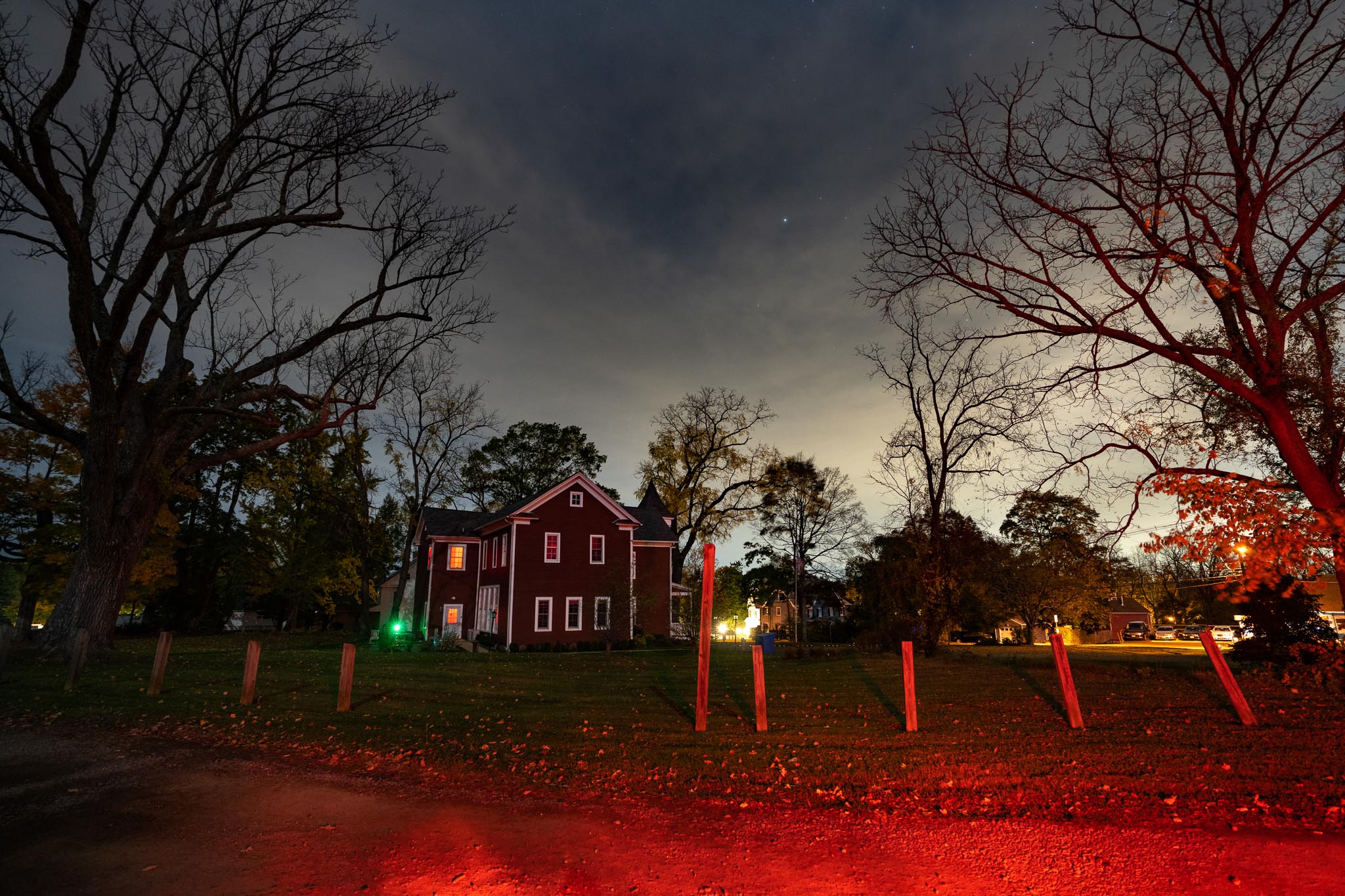 Long exposure of a house and a red road. Shot with Sony A7R IV.