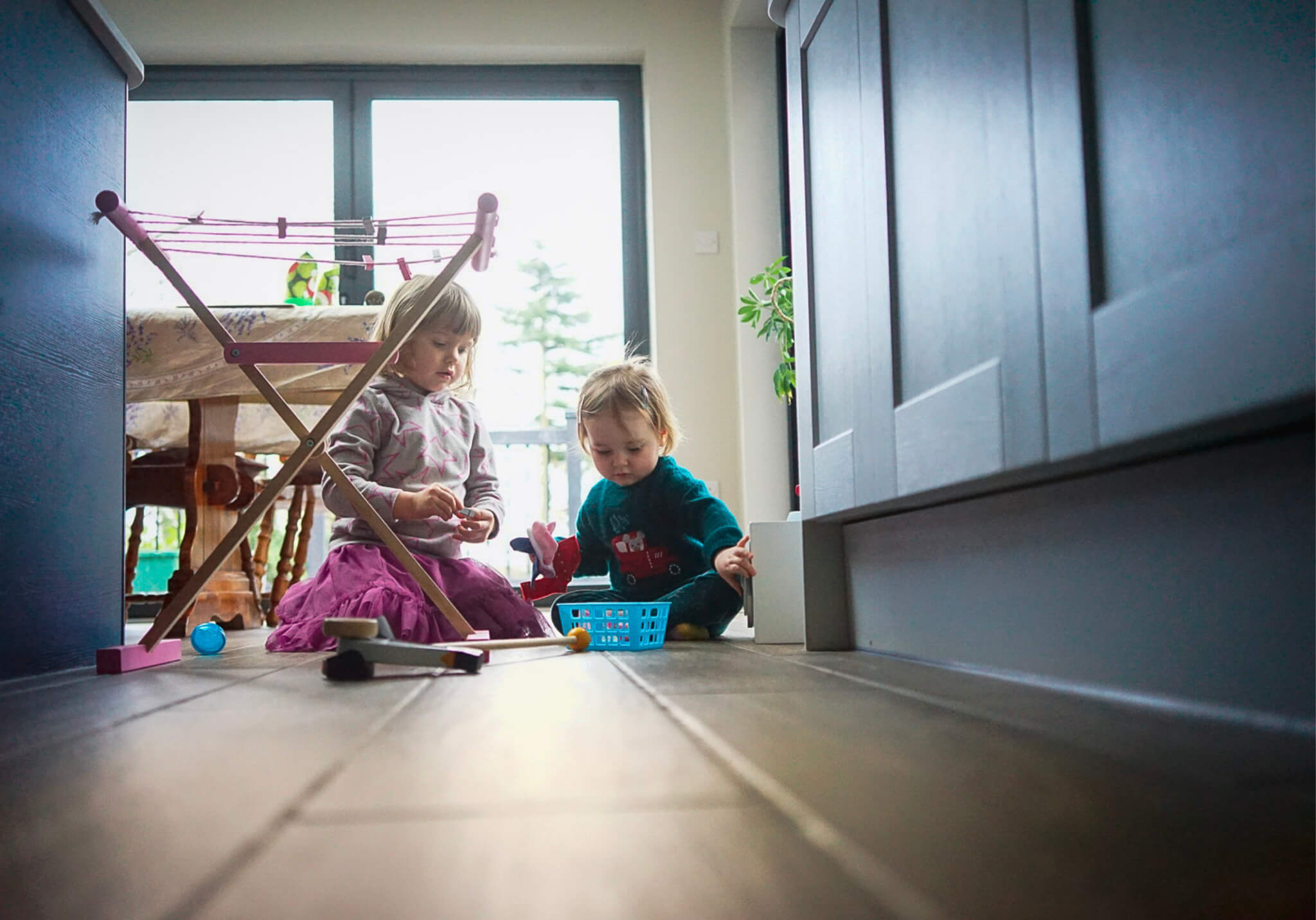 Two young children playing