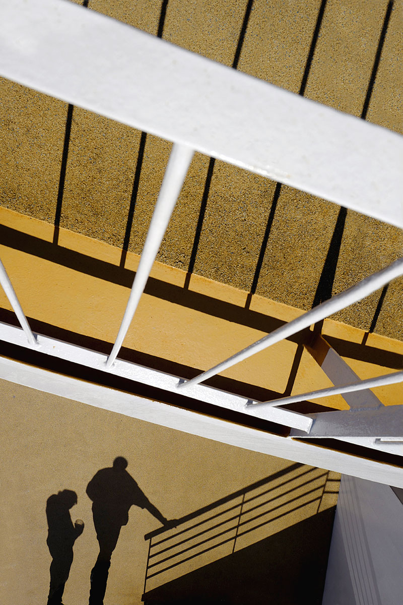 Shadow play photographed from a balcony
