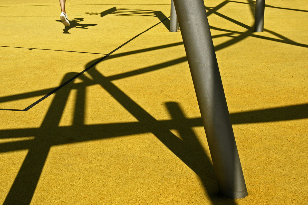 Yellow runway with shadow play