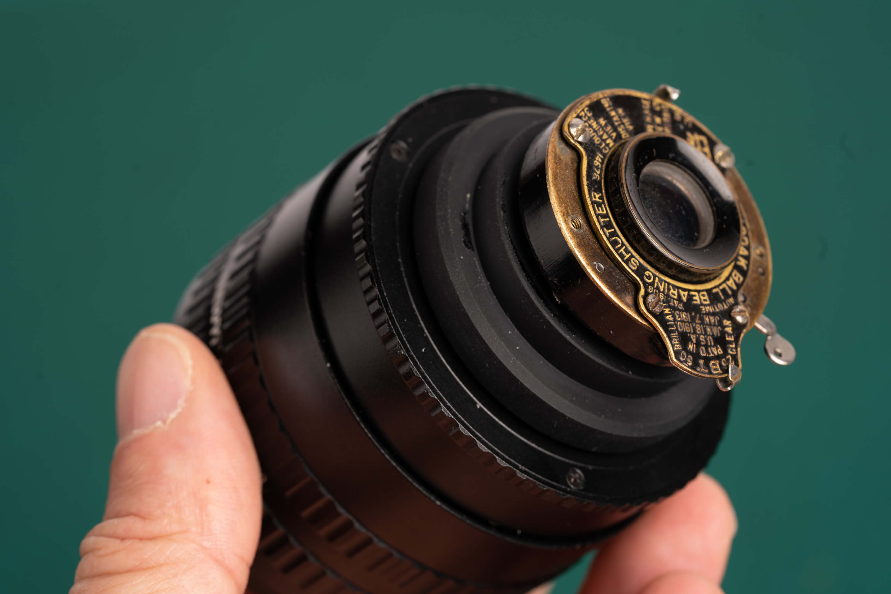 Kodak Vest Pocket mounted to the conversion lens