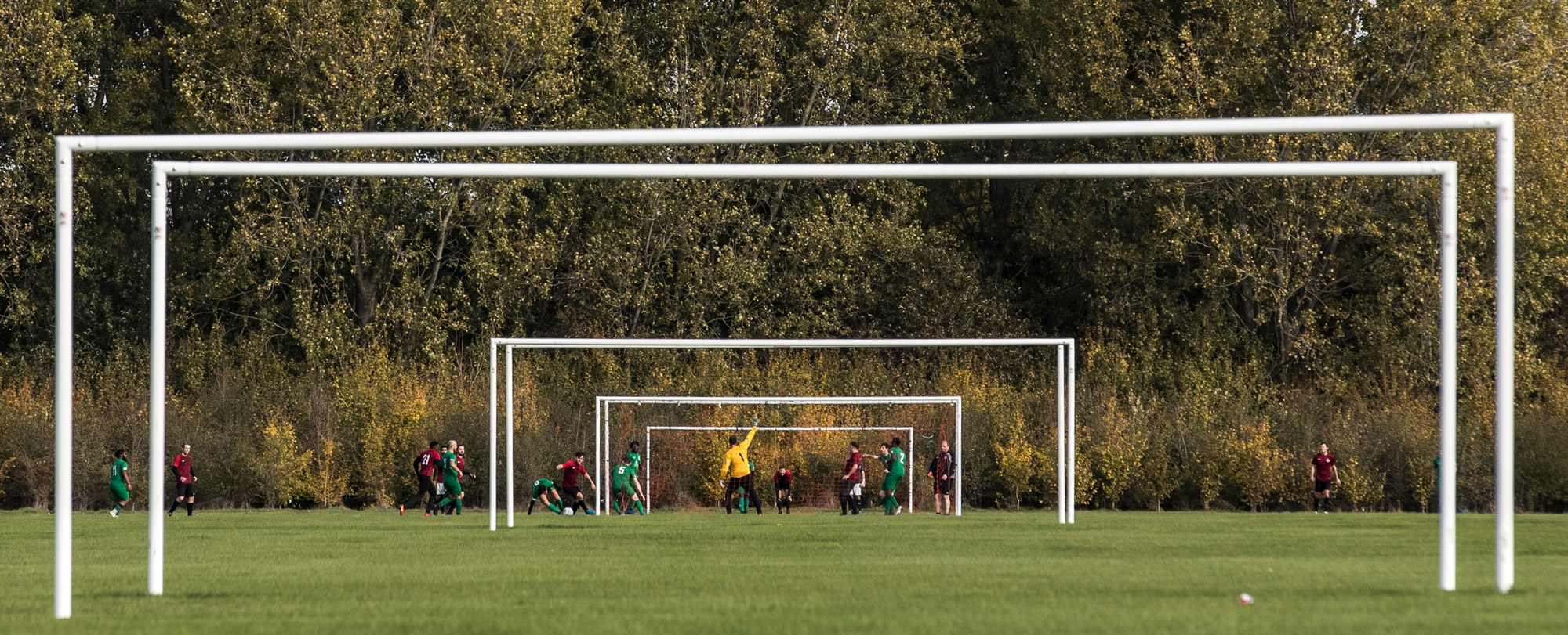 Football goals within each other from a distance