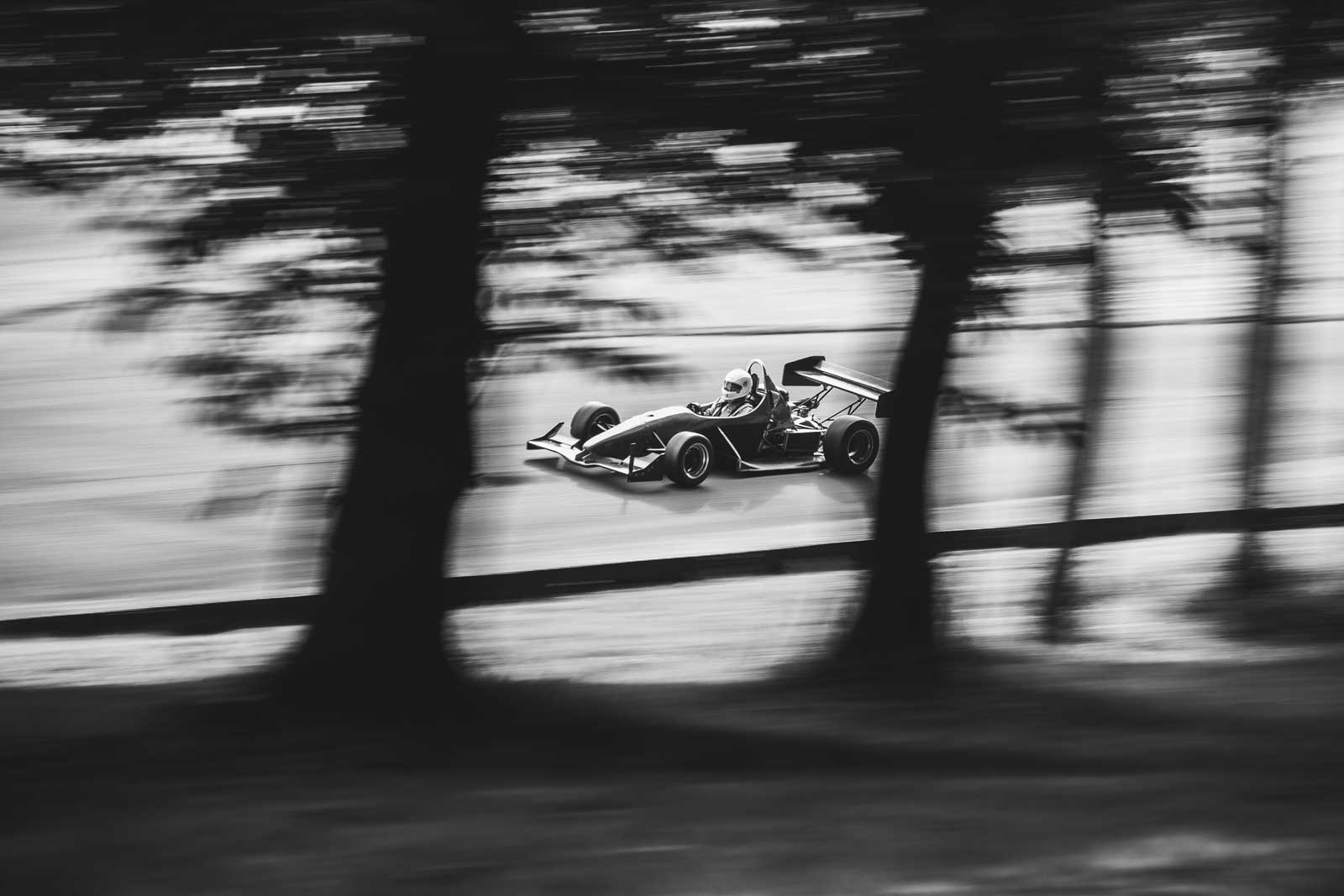 Maki F102A turning a corner at speed
