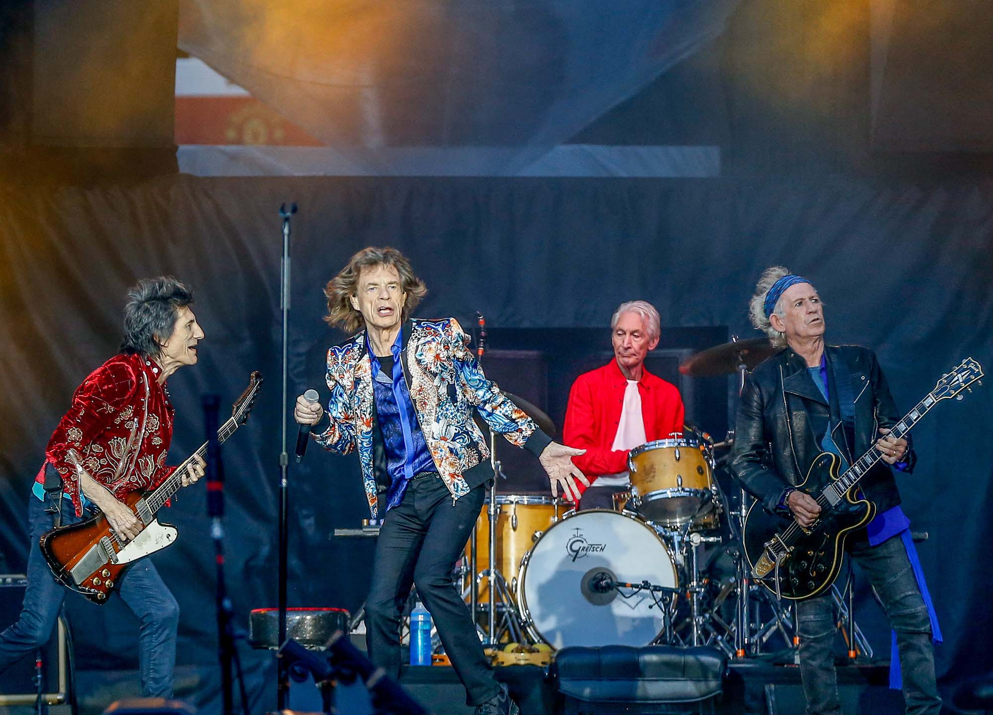The Rolling Stones on stage at Old Trafford.