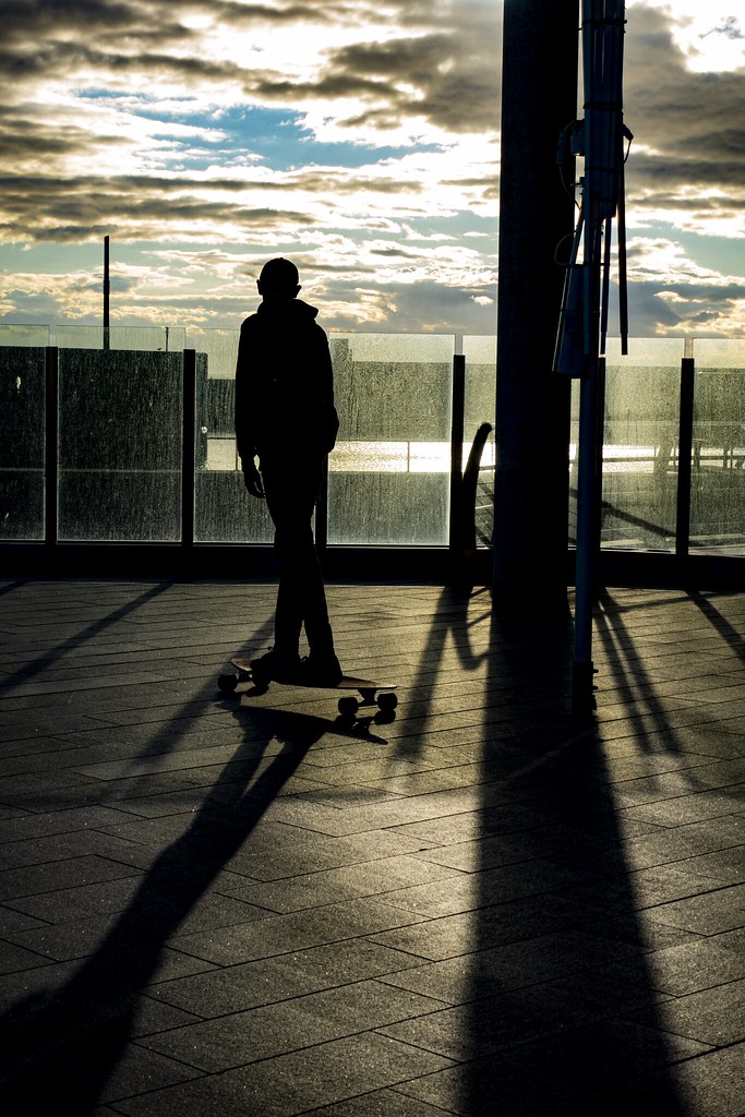 Skater on Brighton beach boardwalk