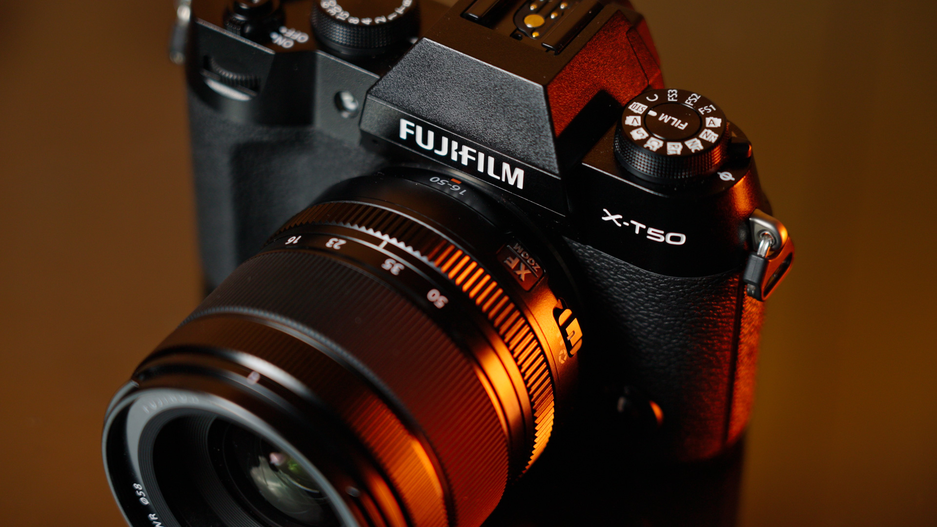Nahaufnahme der Vorderseite einer Fujifilm X-T50
