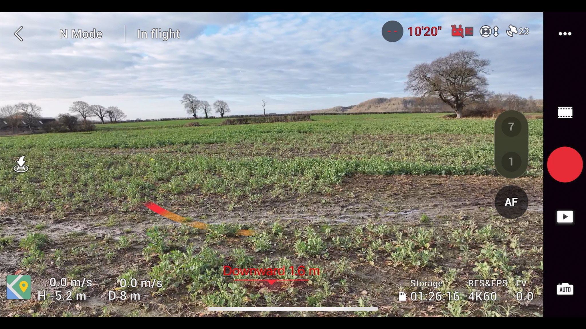 A screenshot of the user interface of the DJI Fly app controlling the Mavic 3.