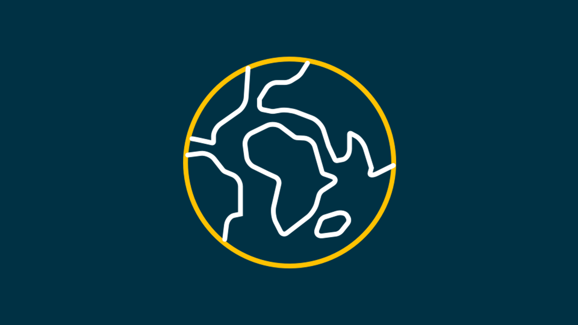 Icon showing the world surrounded with yellow