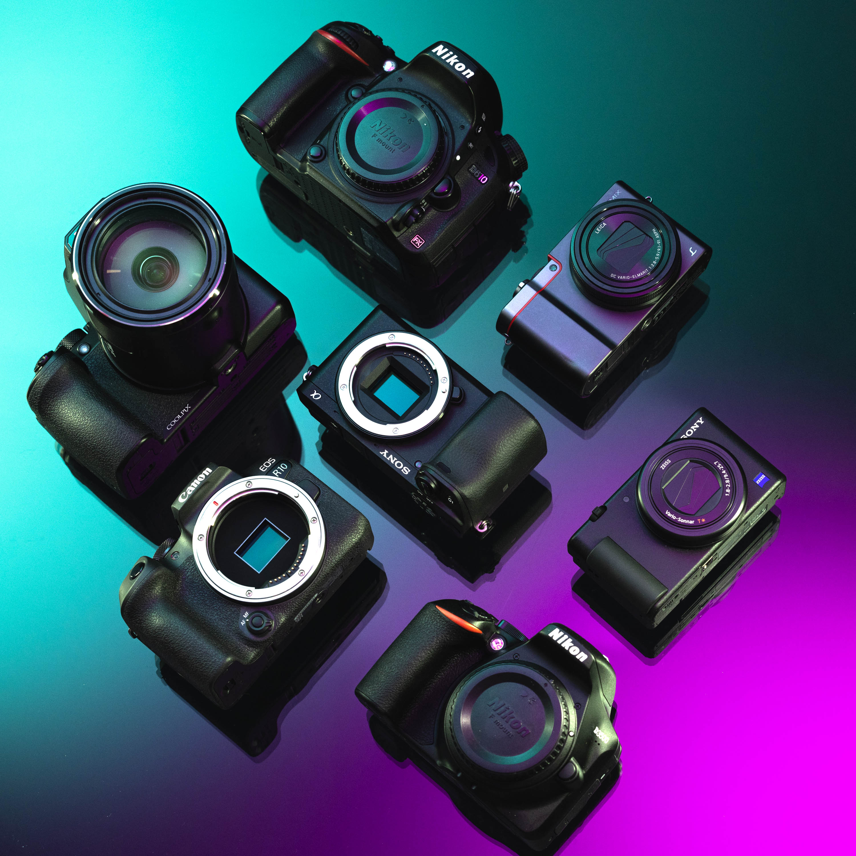 Flatlay collection of MPB’s best beginner cameras

