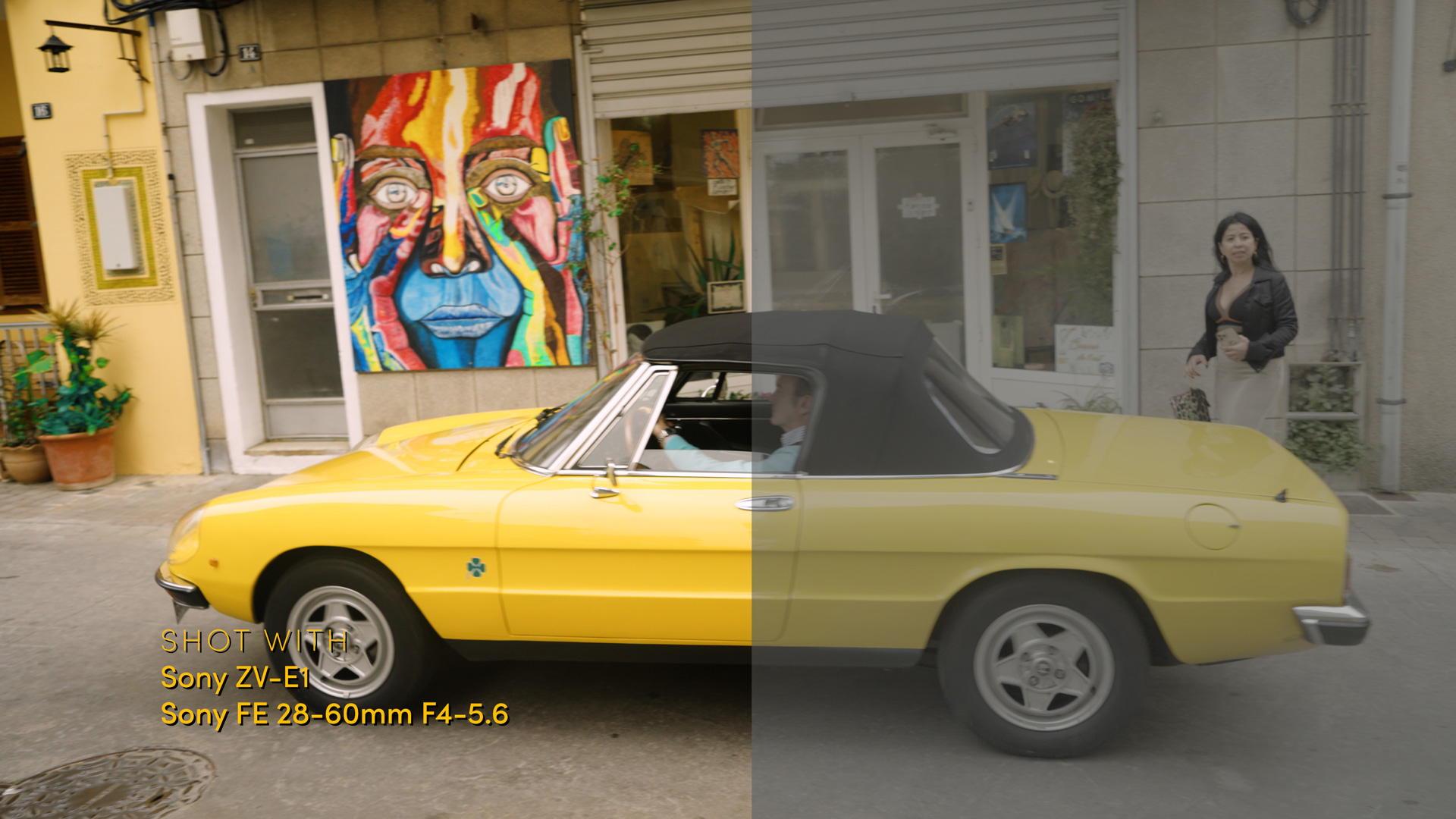 Shot of yellow car taken with Sony ZV-E1